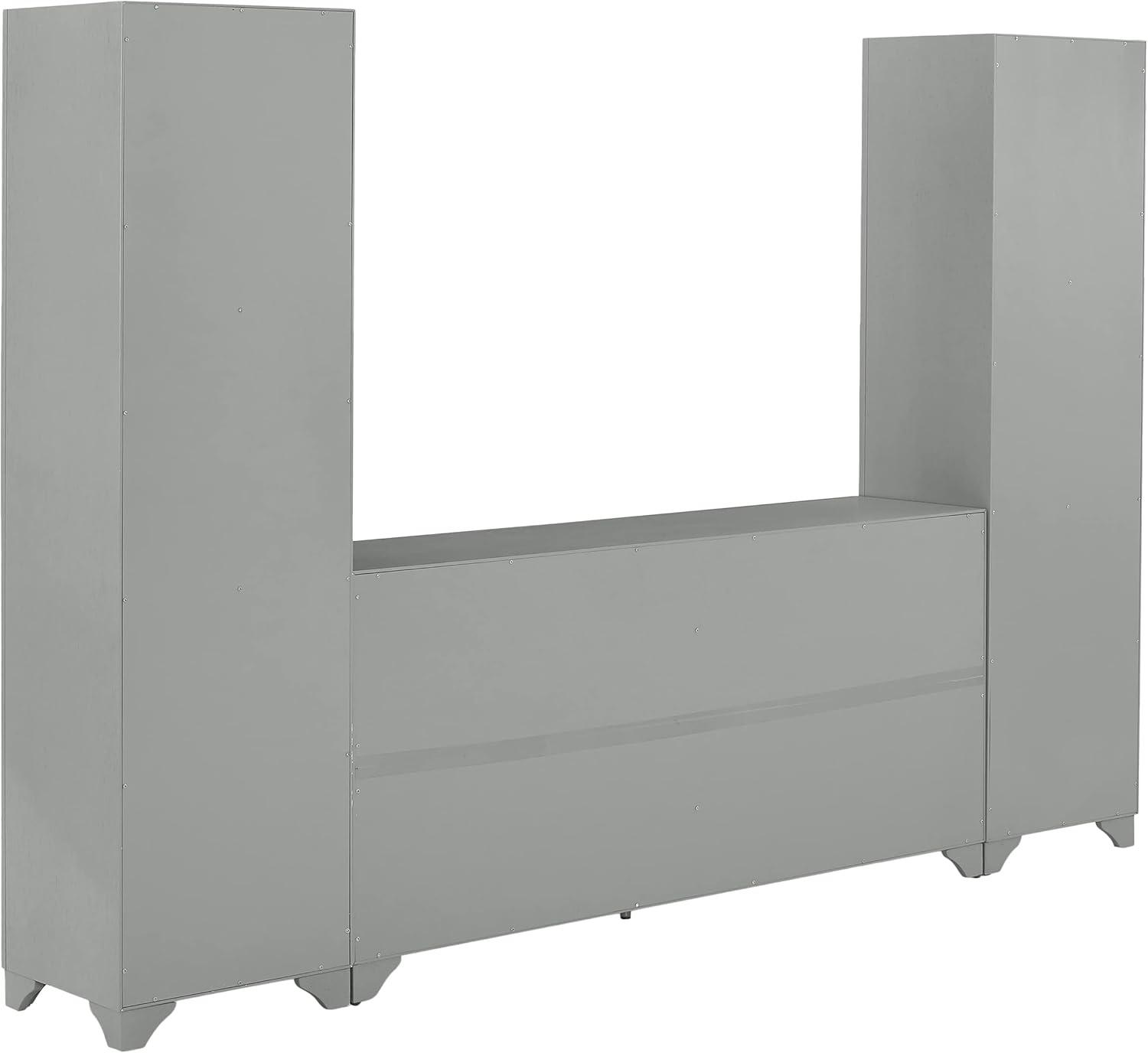 Distressed Gray Farmhouse 3-Piece Entertainment Set with Cabinet Storage