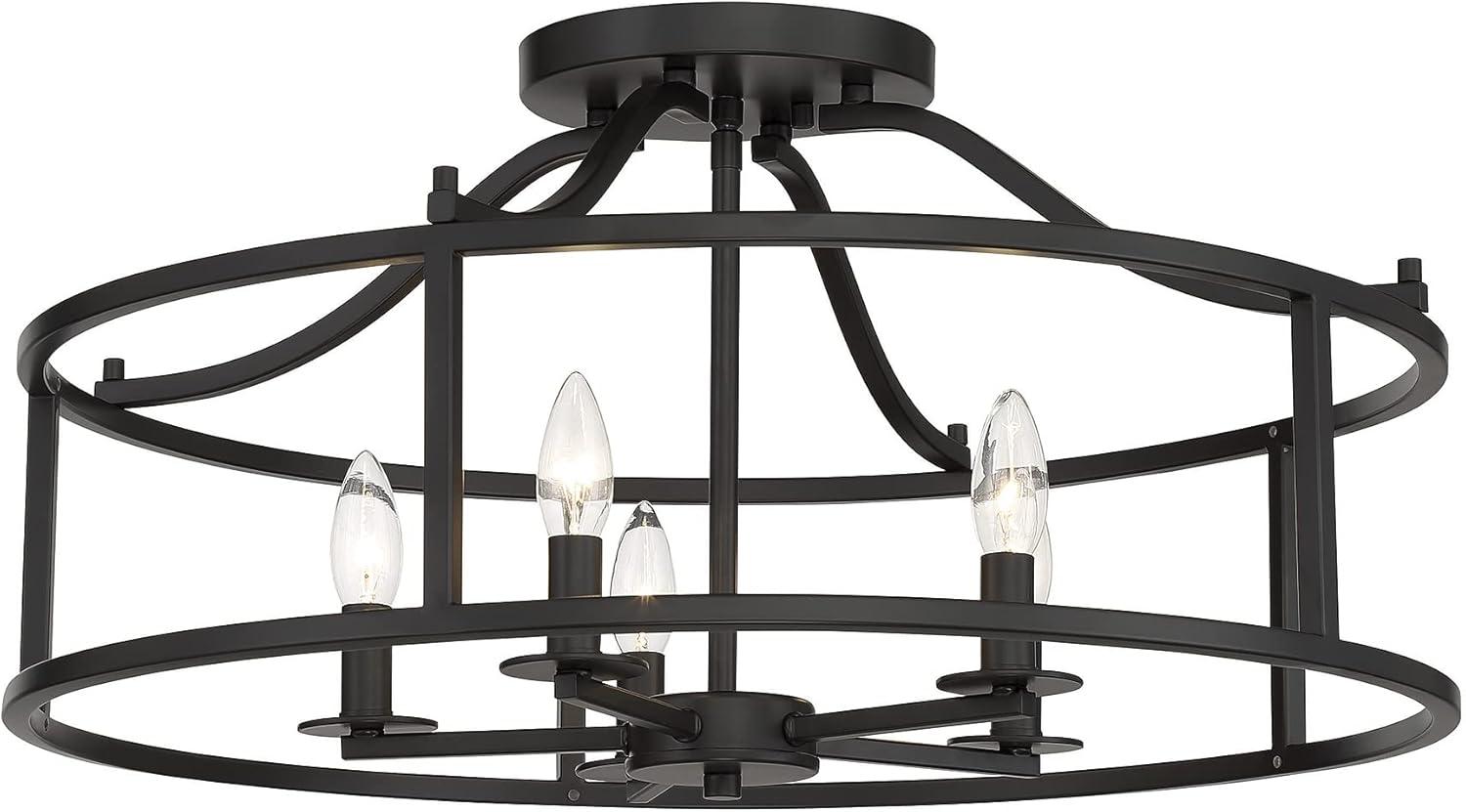 Savoy House 6-1679-5-89 Stockton Traditional Semi-Flush, 5-Light 300 Total Watts, 12" H x 24" W, Matte Black
