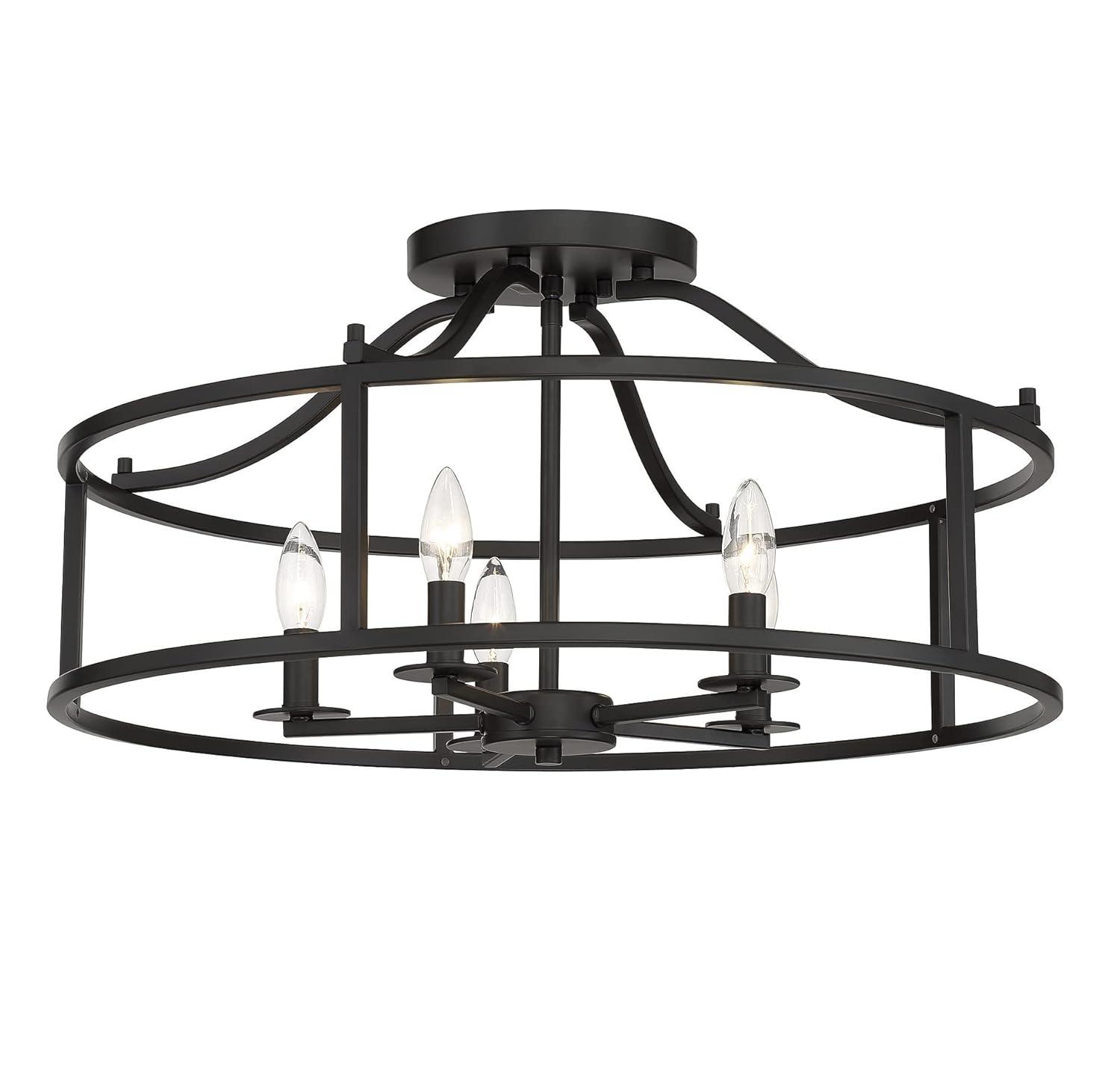 Savoy House 6-1679-5-89 Stockton Traditional Semi-Flush, 5-Light 300 Total Watts, 12" H x 24" W, Matte Black
