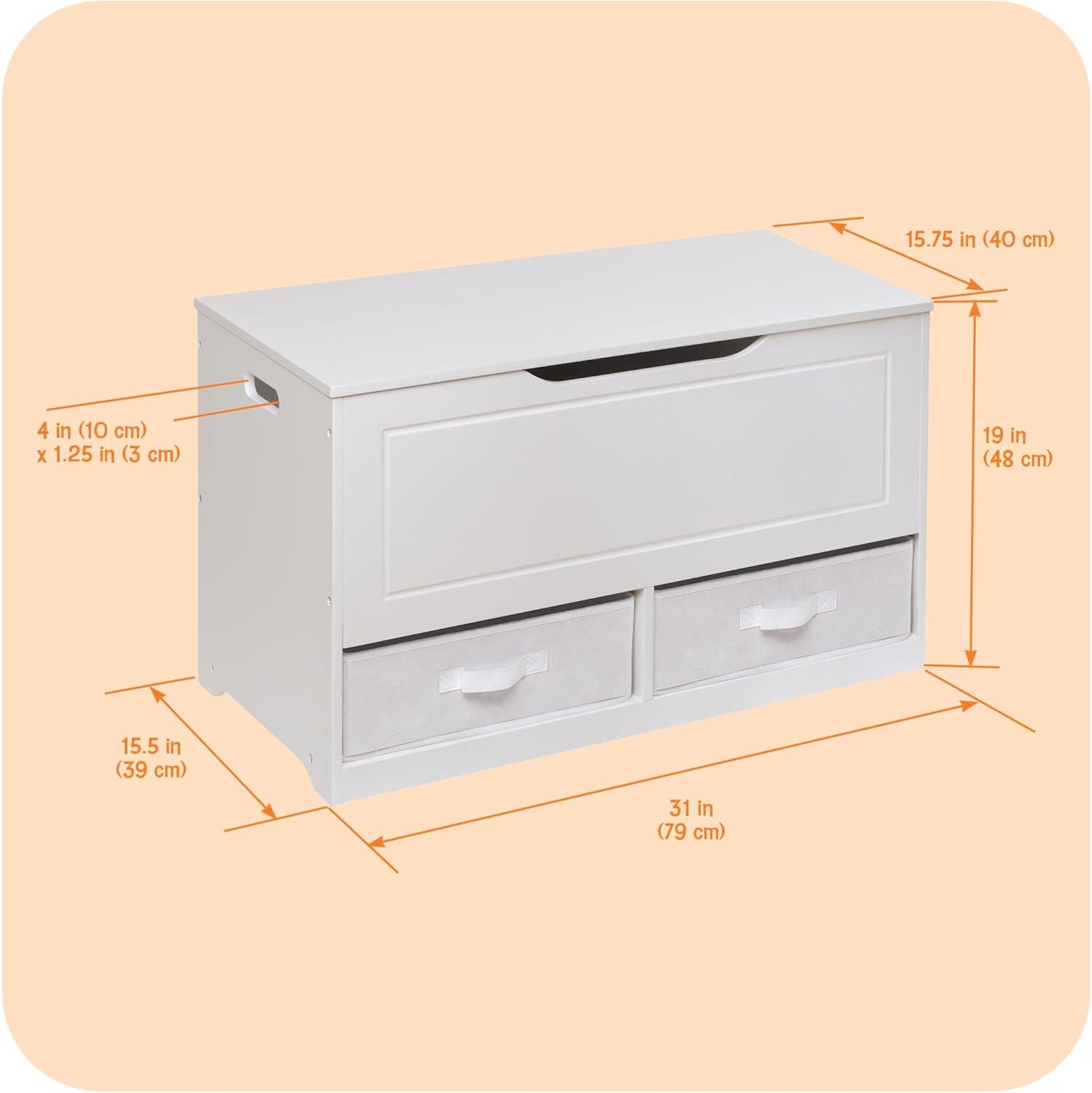 Badger Basket Up and Down Toy and Storage Box and Bench with Two Baskets - White