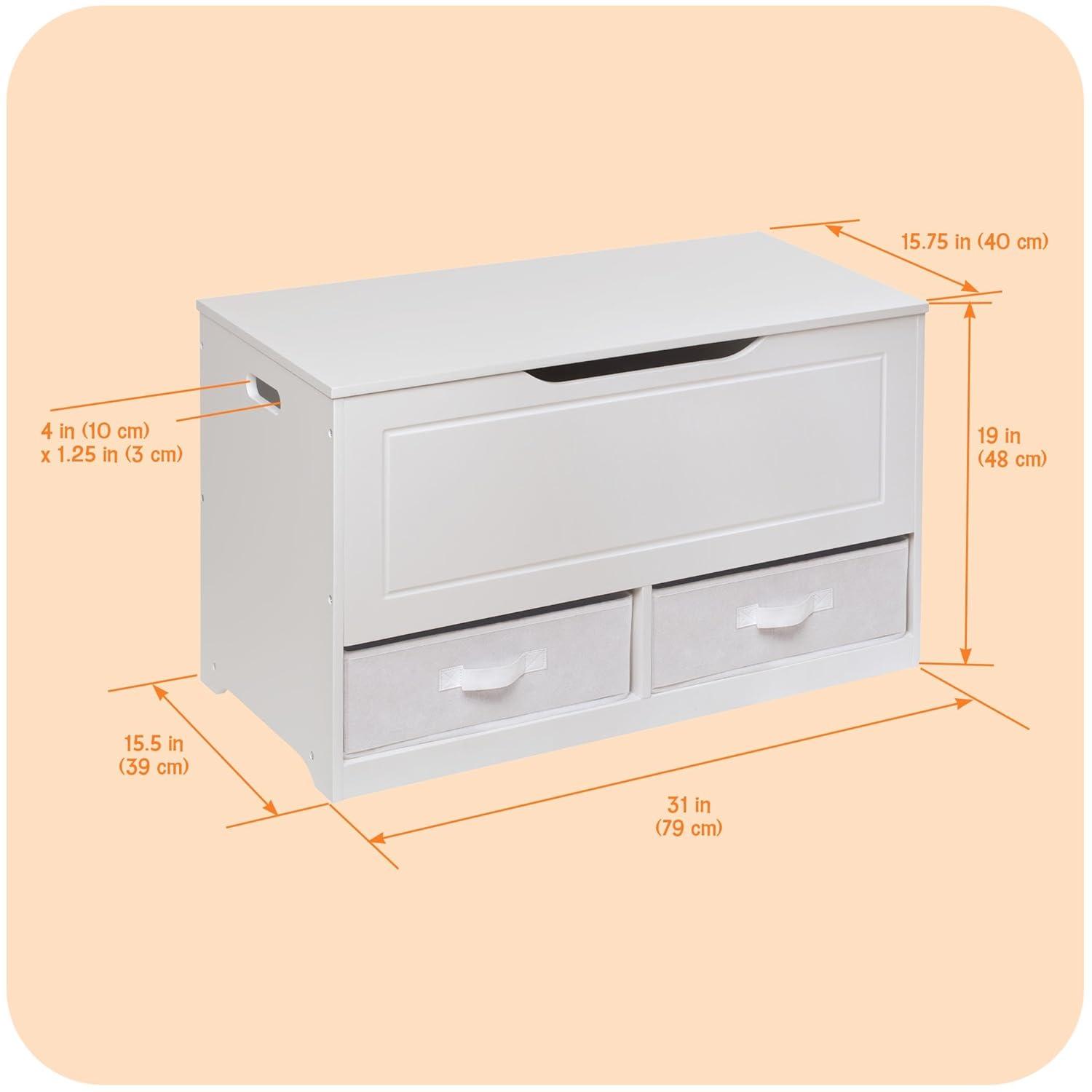 Badger Basket Up and Down Toy and Storage Box and Bench with Two Baskets - White