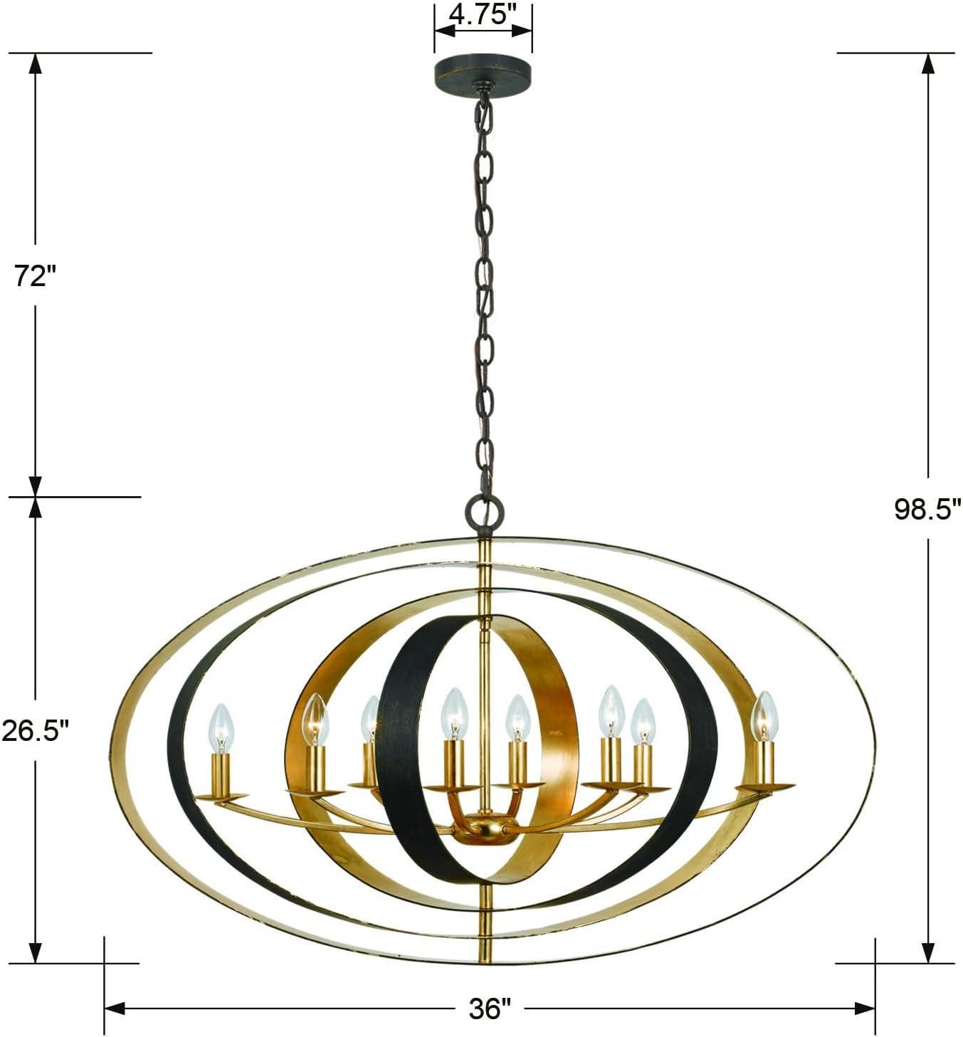 588-EB-GA-Crystorama Lighting-Luna - Eight Light Oval Chandelier-English Bronze/Antique Gold Finish    -Traditional Installation