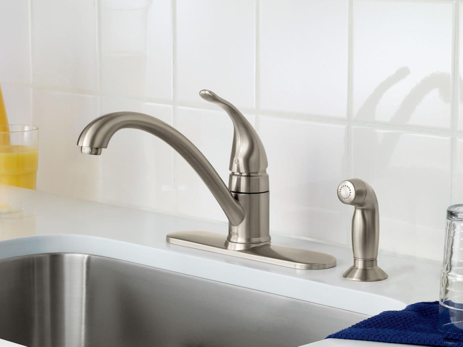 Moen Torrance One Handle Stainless Steel Kitchen Faucet Side Sprayer Included