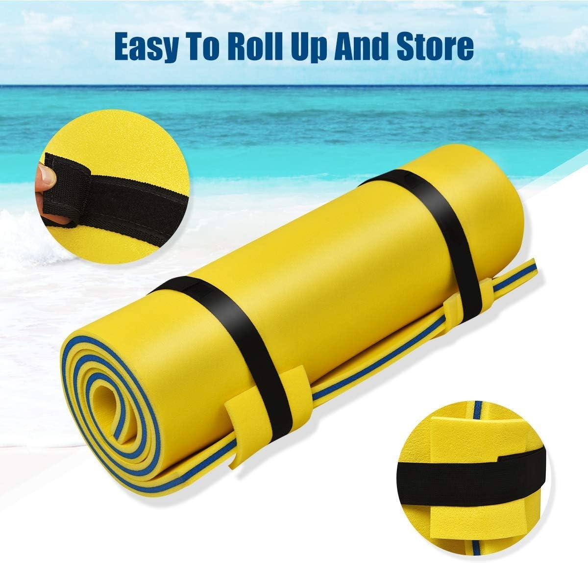 Costway 3-Layer Tear-Resistant Foam Floating Pad Island Water Sports Relaxing Yellow