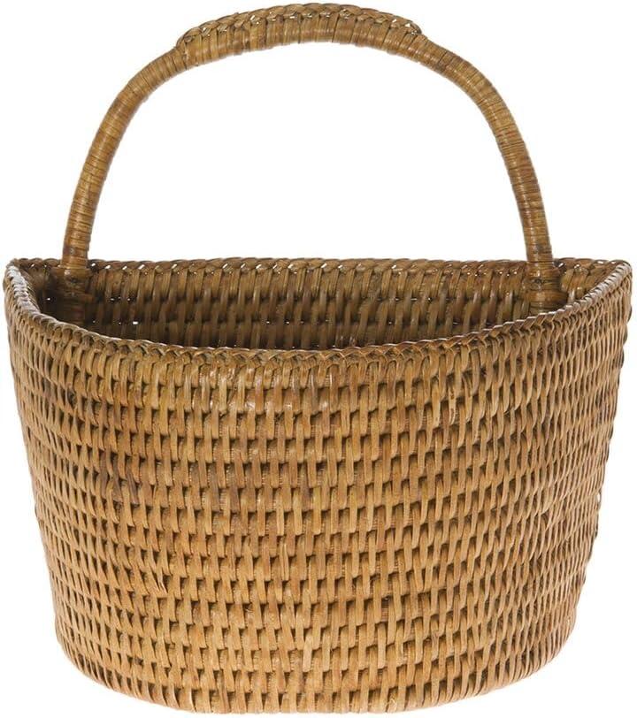 Small Honey Brown Rattan Rectangular Wall Basket