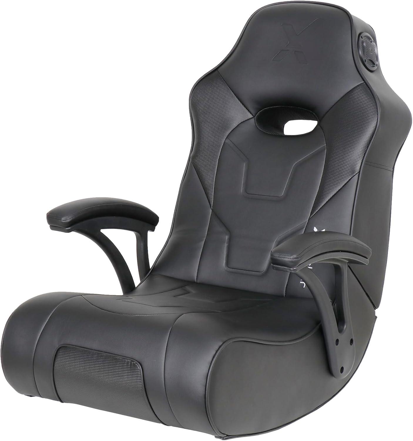 Black Faux Leather Gaming Chair with Built-in Audio