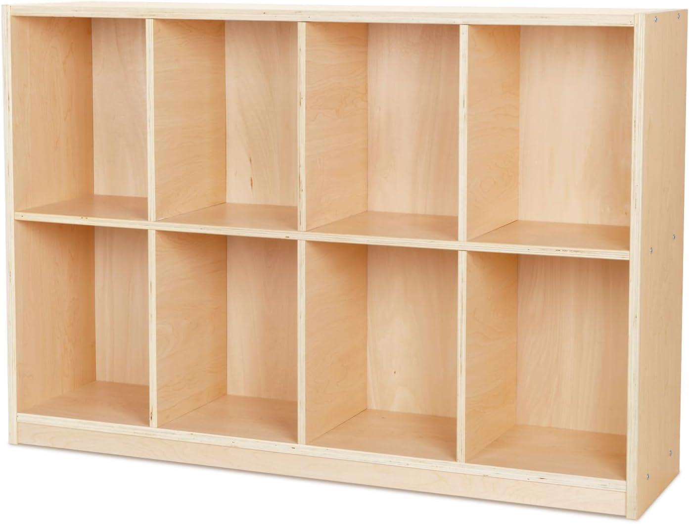 8-Compartment Backpack Wooden Storage Cabinet - Kids Toy Storage Organizer - Bookshelf for Classroom, Playroom, Kindergarten, Living Room, Office