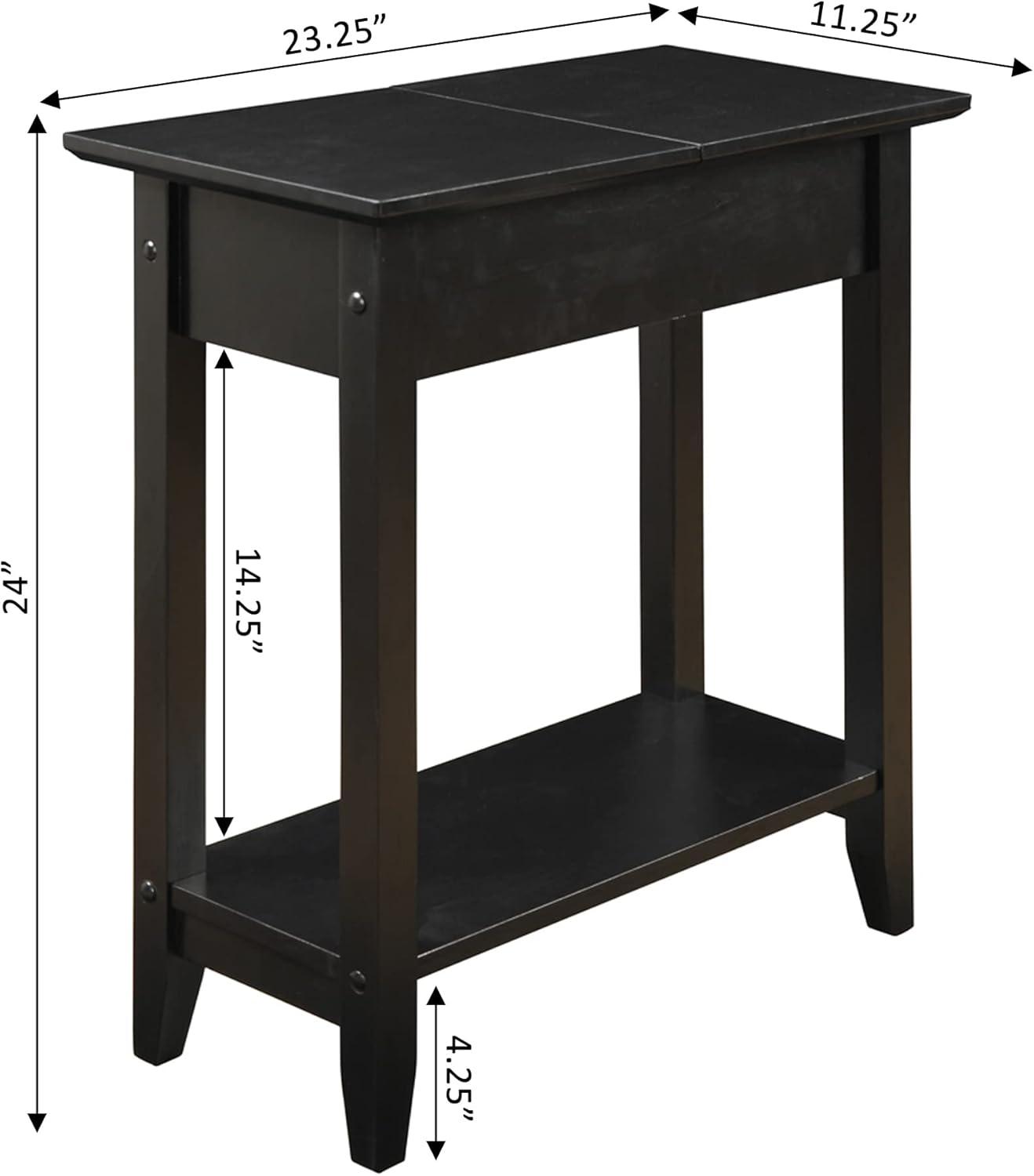 Convenience Concepts American Heritage 24 in. Tall Flip Top End Table, Black (Tabletop)