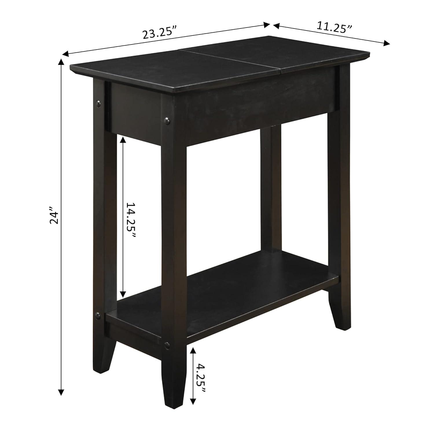 Convenience Concepts American Heritage 24 in. Tall Flip Top End Table, Black