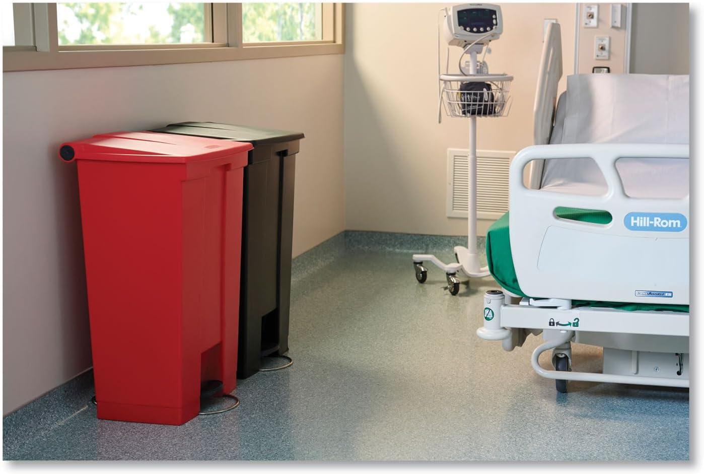 Red Plastic 18-Gallon Step-On Garbage Receptacle