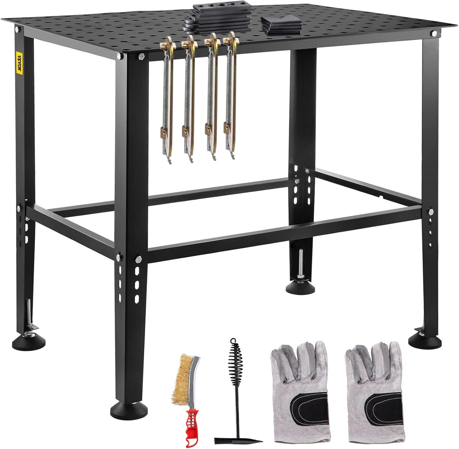 Adjustable Black Carbon Steel Welding Table with Accessories