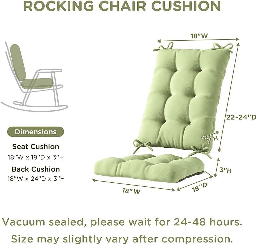 Codi Outdoor Rocking Chair Cushions, Water Resistant Rocker Chairs Replacement Cushion Set for Patio Porch Garden, Sage 1PK