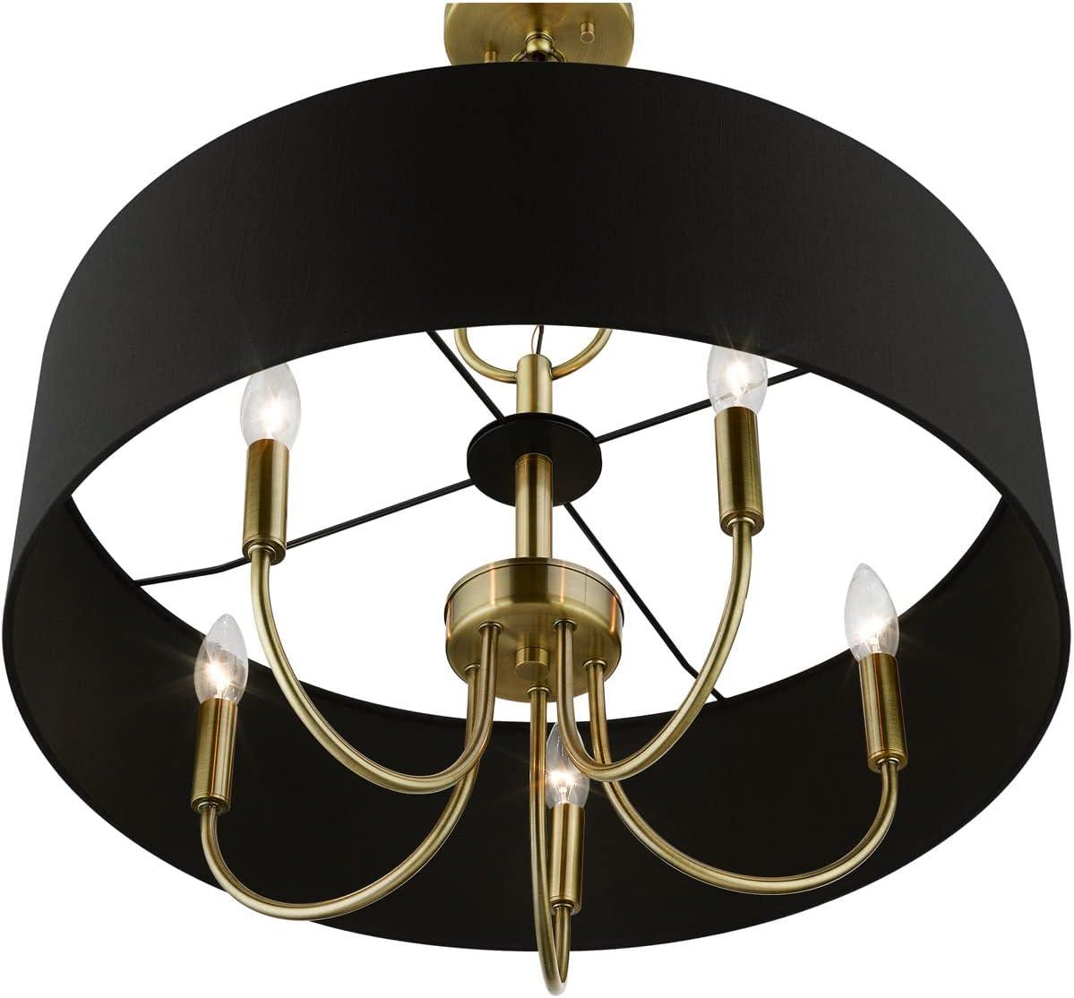 Livex Lighting 40115 Huntington 5 Light 23" Wide Taper Candle Drum Chandelier - Brass