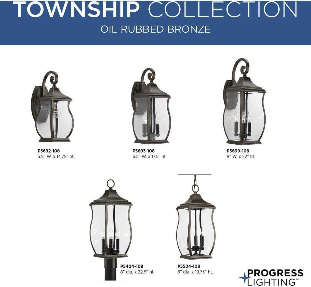 Progress Lighting Township 2-Light Outdoor Wall Lantern in Oil Rubbed Bronze with Clear Beveled Glass Shade