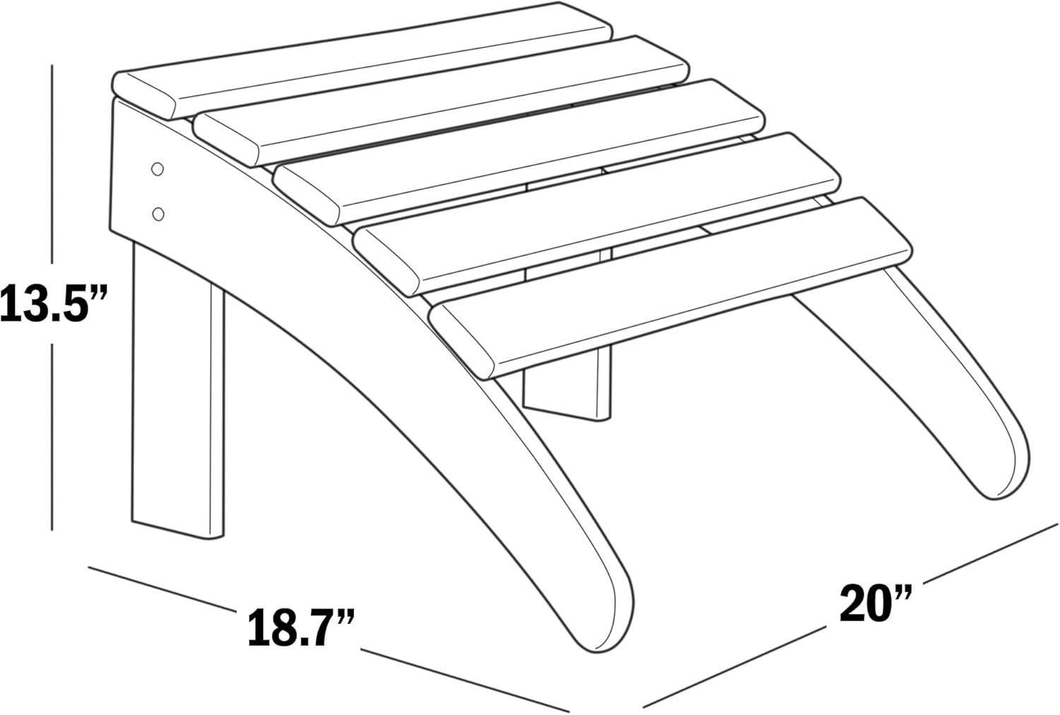 Weathered Wood Outdoor Adirondack Ottoman Footrest