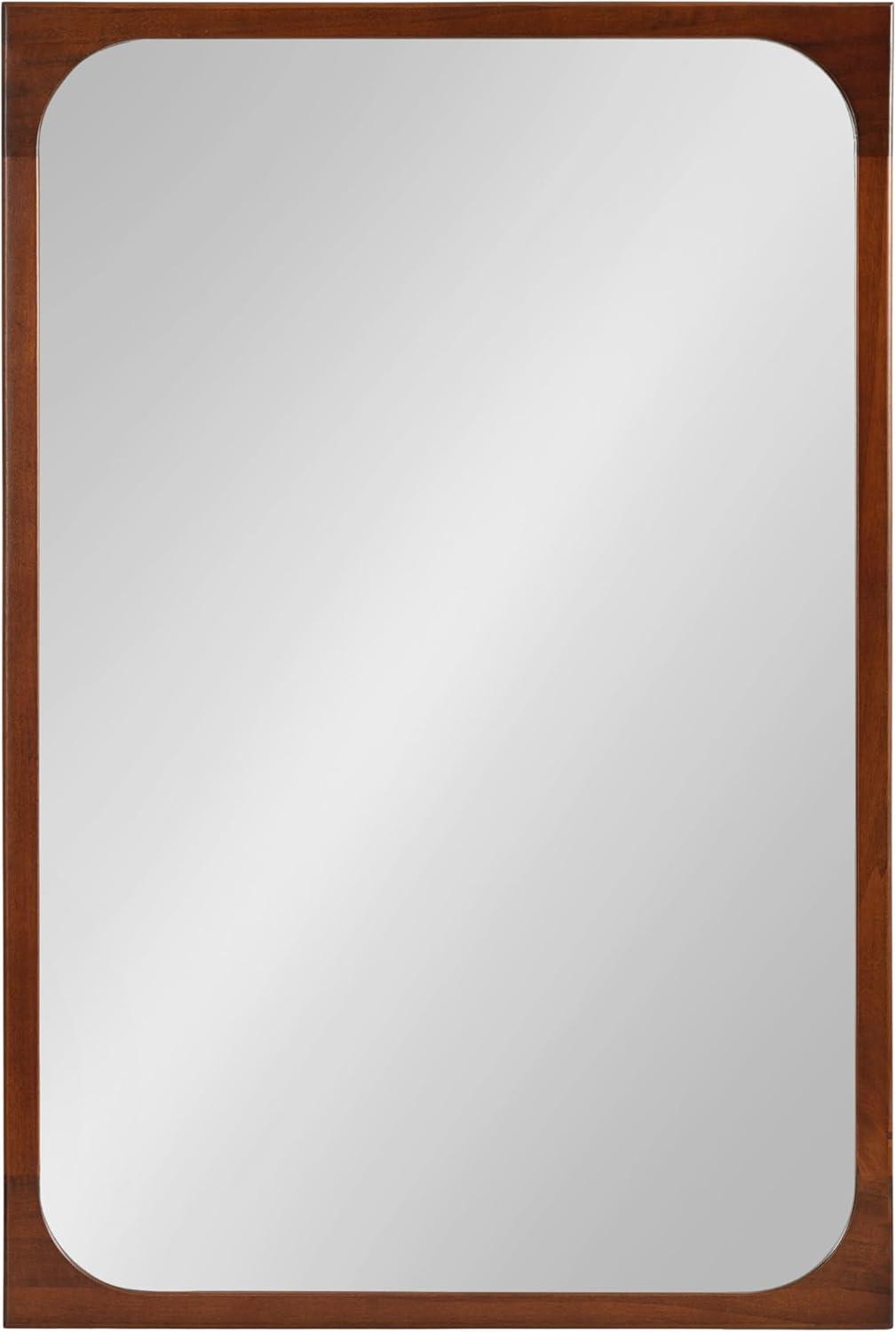 Kate & Laurel All Things Decor 24"x36" Kenai Framed Wall Mirror Walnut Brown: Modern Rectangular Design, No Assembly Required