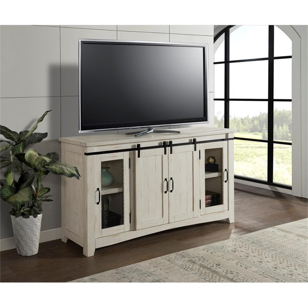 Martin Svensson Home Hampton Solid Wood TV Stand White Stain with Grey Stain Top