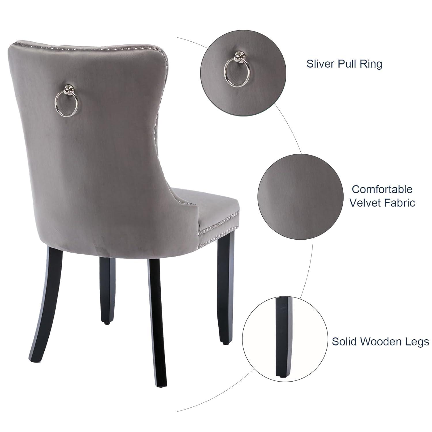Rosdorf Park High-end Tufted Velvet Upholstered Nailhead Dining Chair