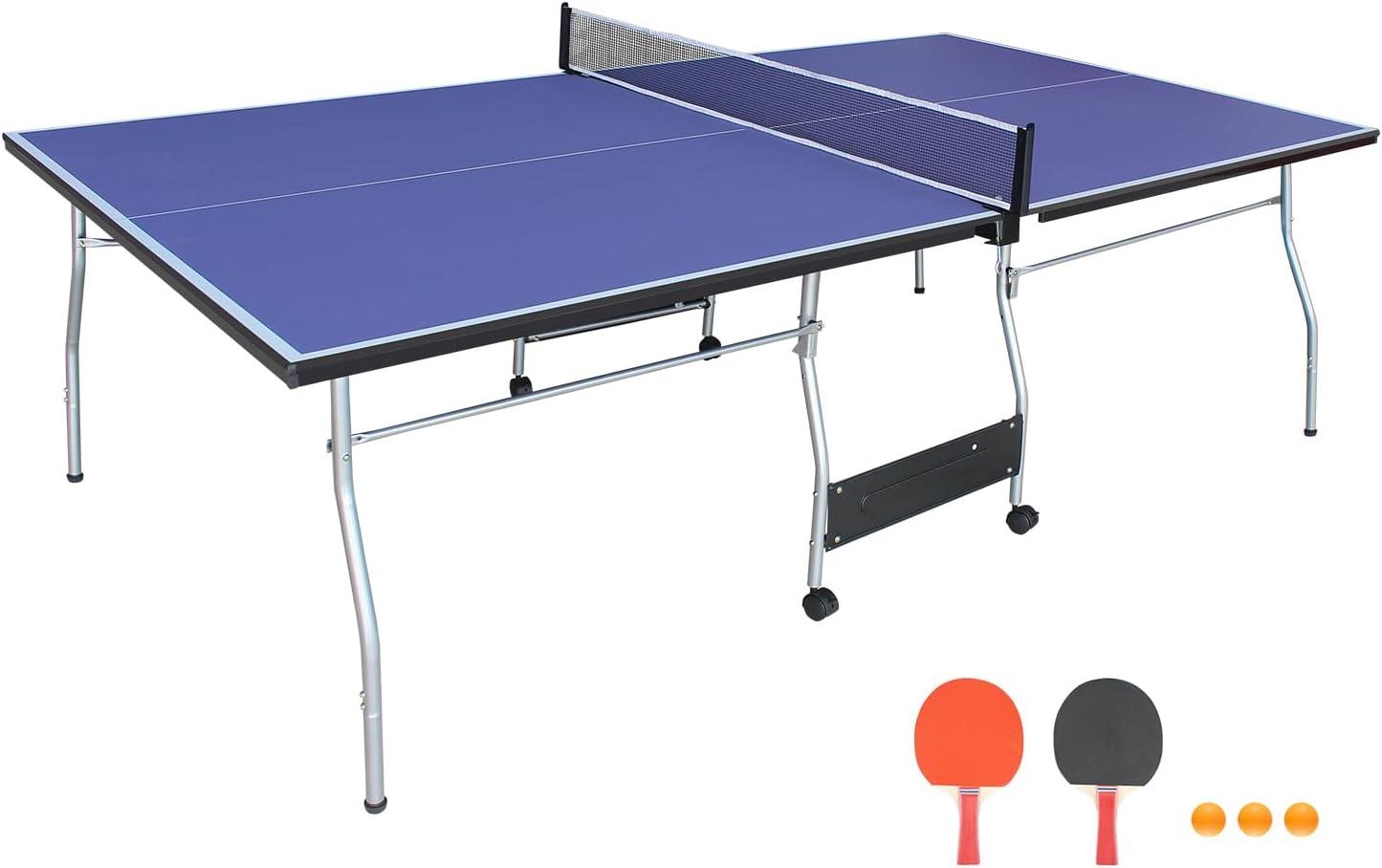 8ft Blue Aluminum Foldable Outdoor Table Tennis Set