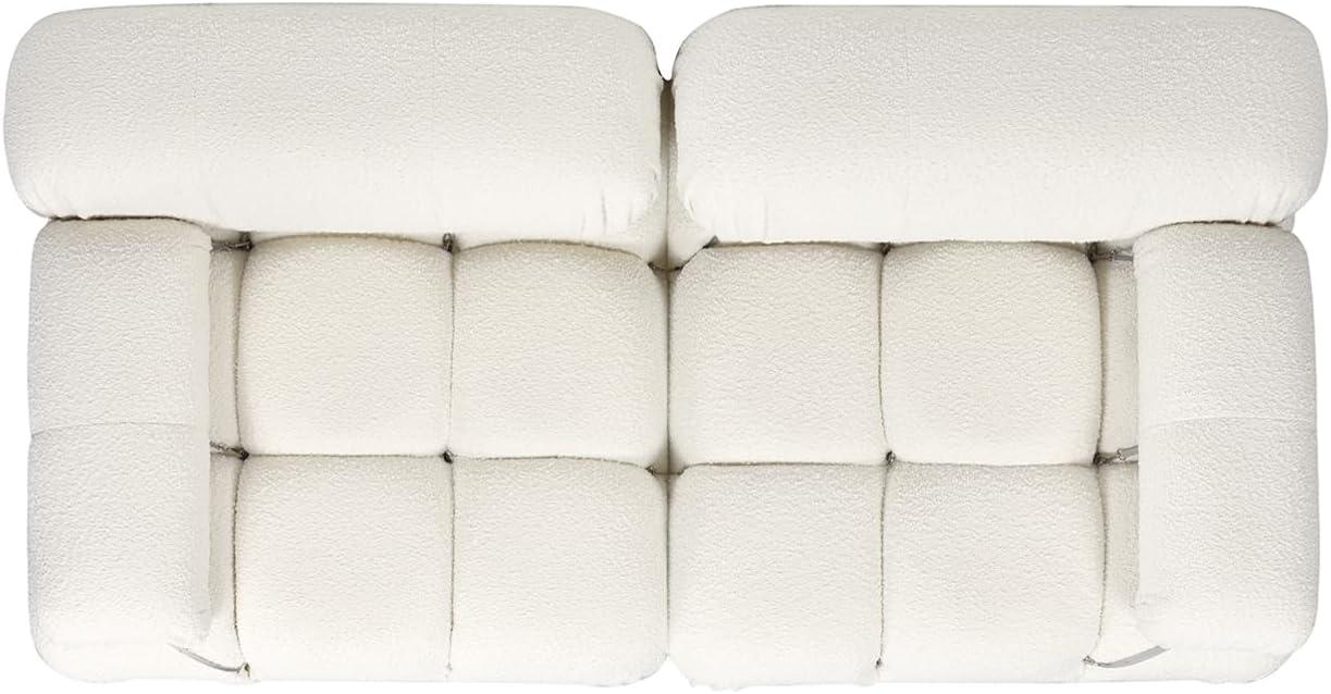 Marcel 72.5" Bubble Modular Modern 2-Piece Loveseat Sofa, Ivory White Boucle