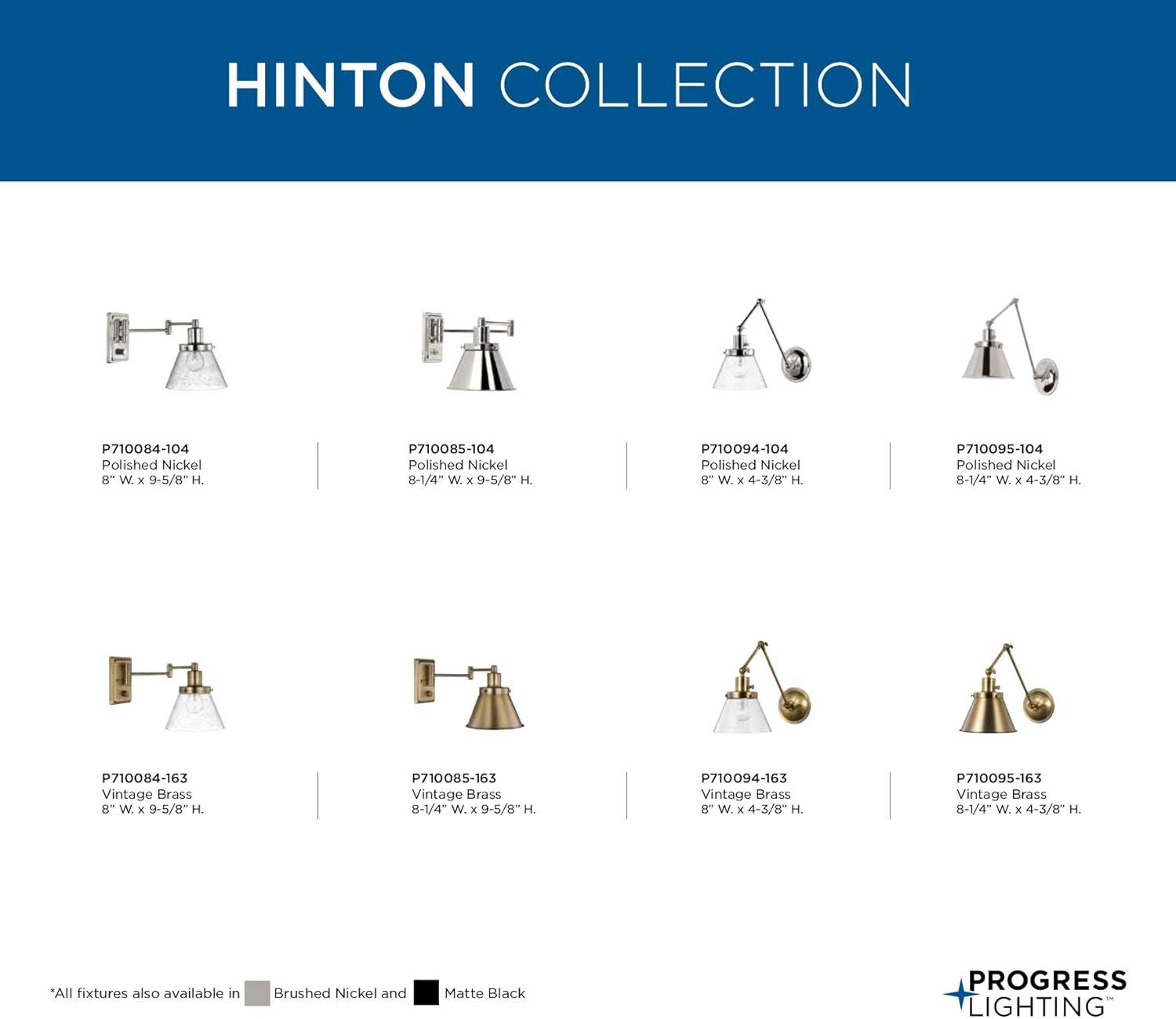 Hinton Nickel Swing Arm Wall Light with Vintage Brass Finish