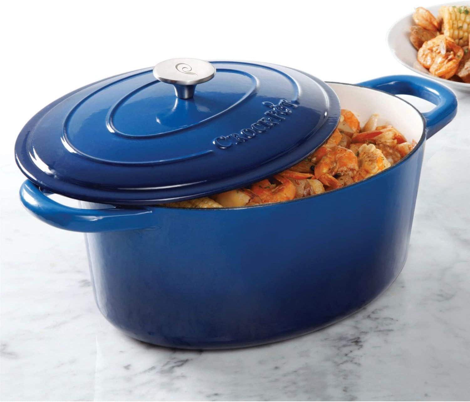 Crock-Pot Artisan 7-Quart Cast Iron Dutch Oven, Sapphire Blue