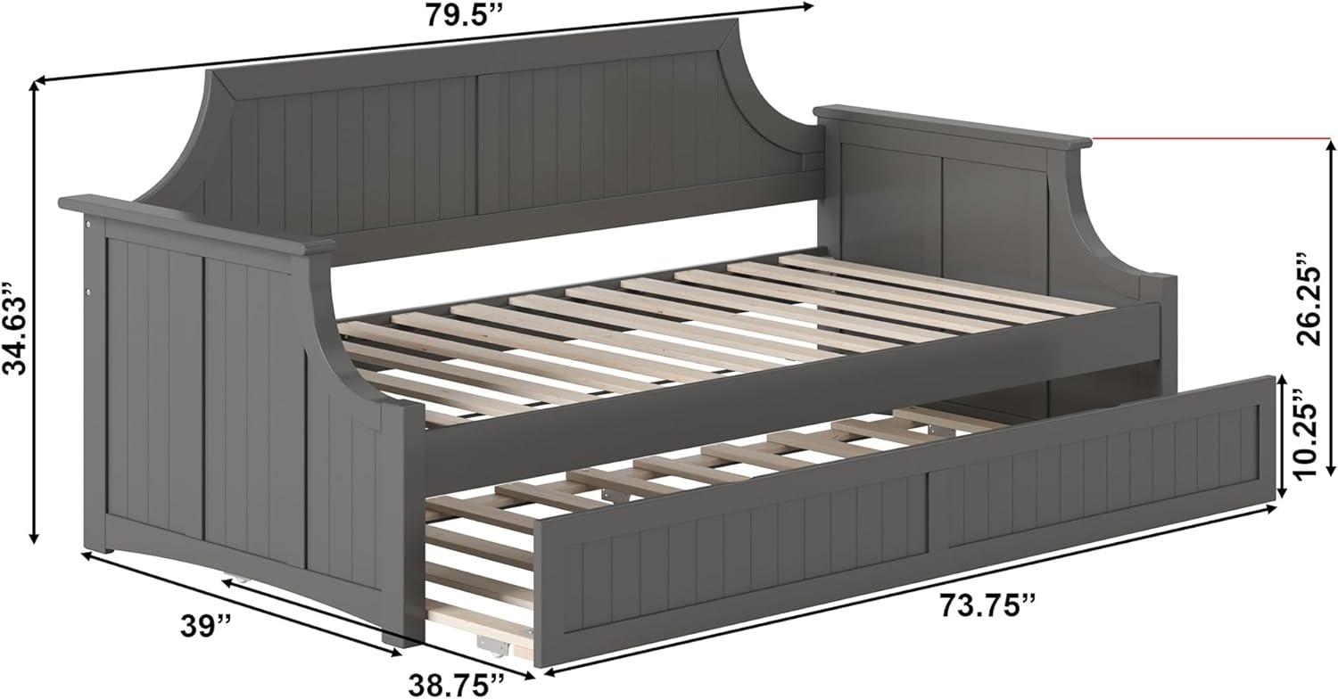 Cambridge Gray Twin Wood Daybed with Trundle and Storage