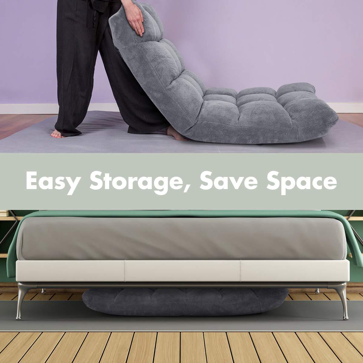 Tangkula Adjustable 14-Position Floor Chair ,Padded Gaming Chair Lazy Recliner Gray