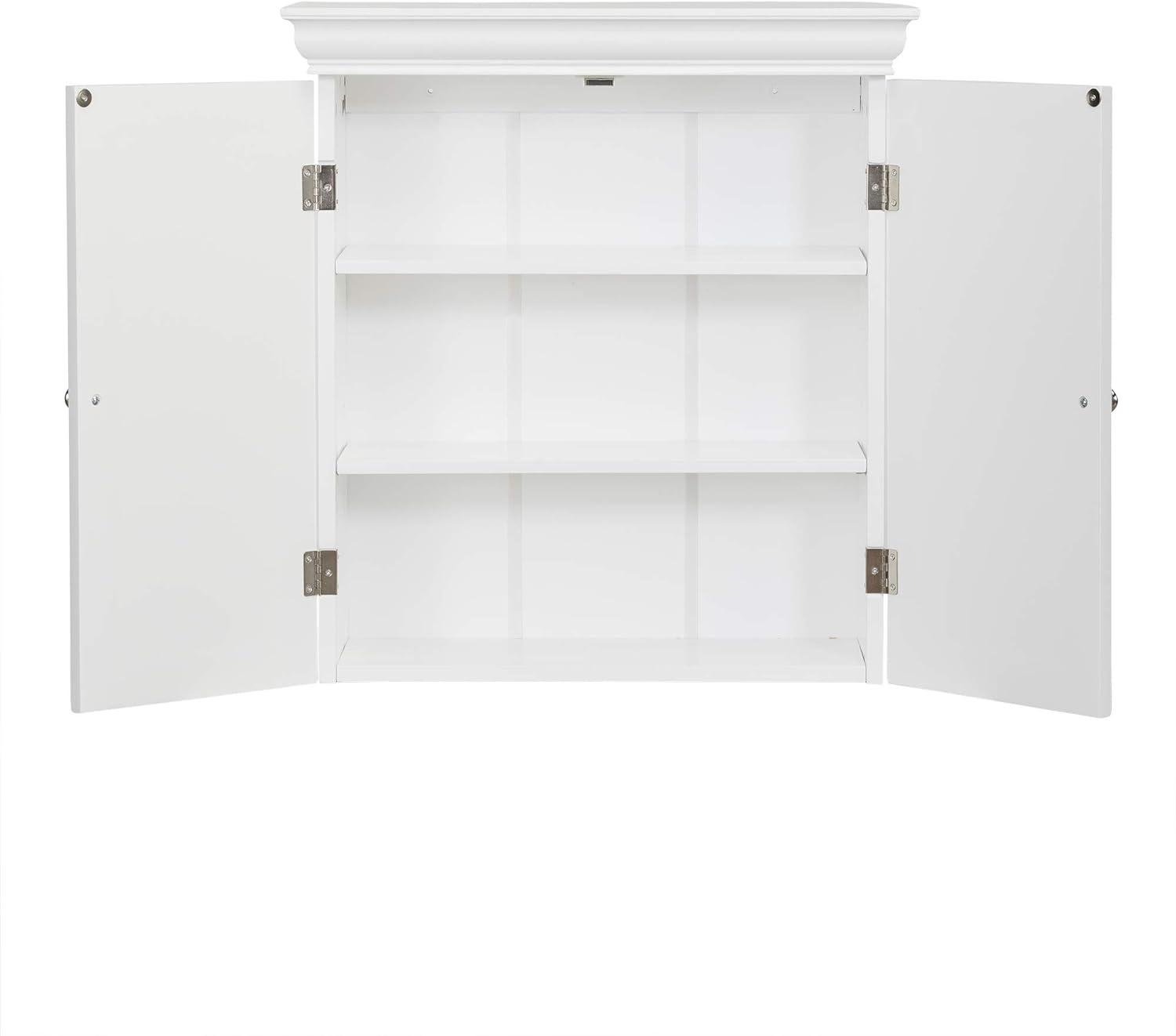 White Engineered Wood Bathroom Wall Cabinet with Adjustable Shelves