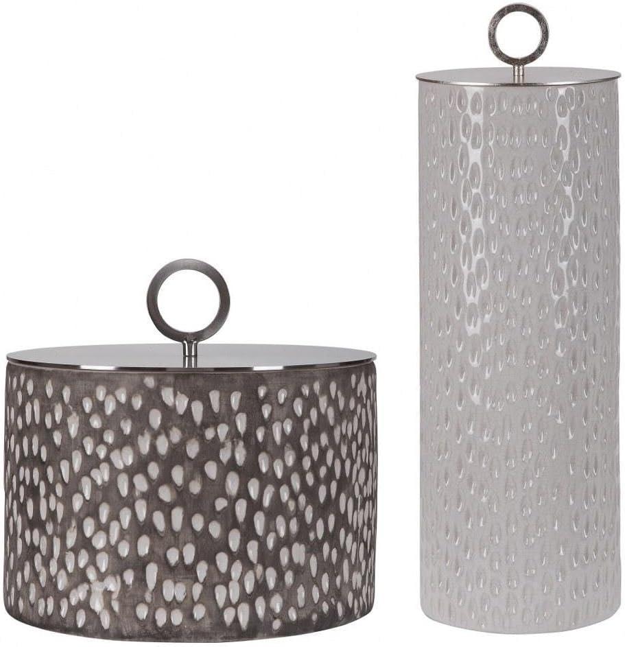Bowery Hill Modern Ceramic Container in Off White (Set of 2)