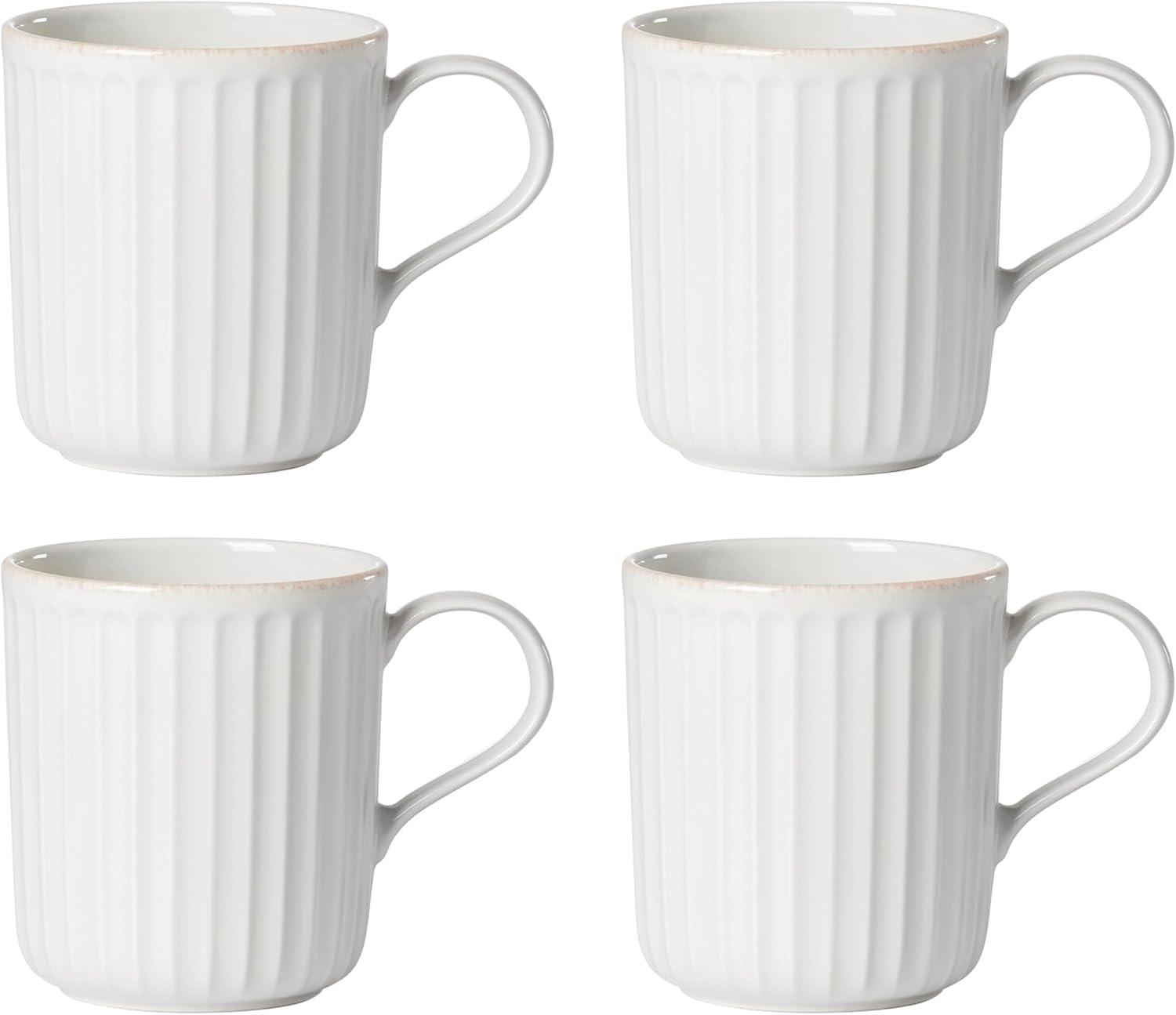 French Perle Scallop White Scallop 4-Piece Mug Set