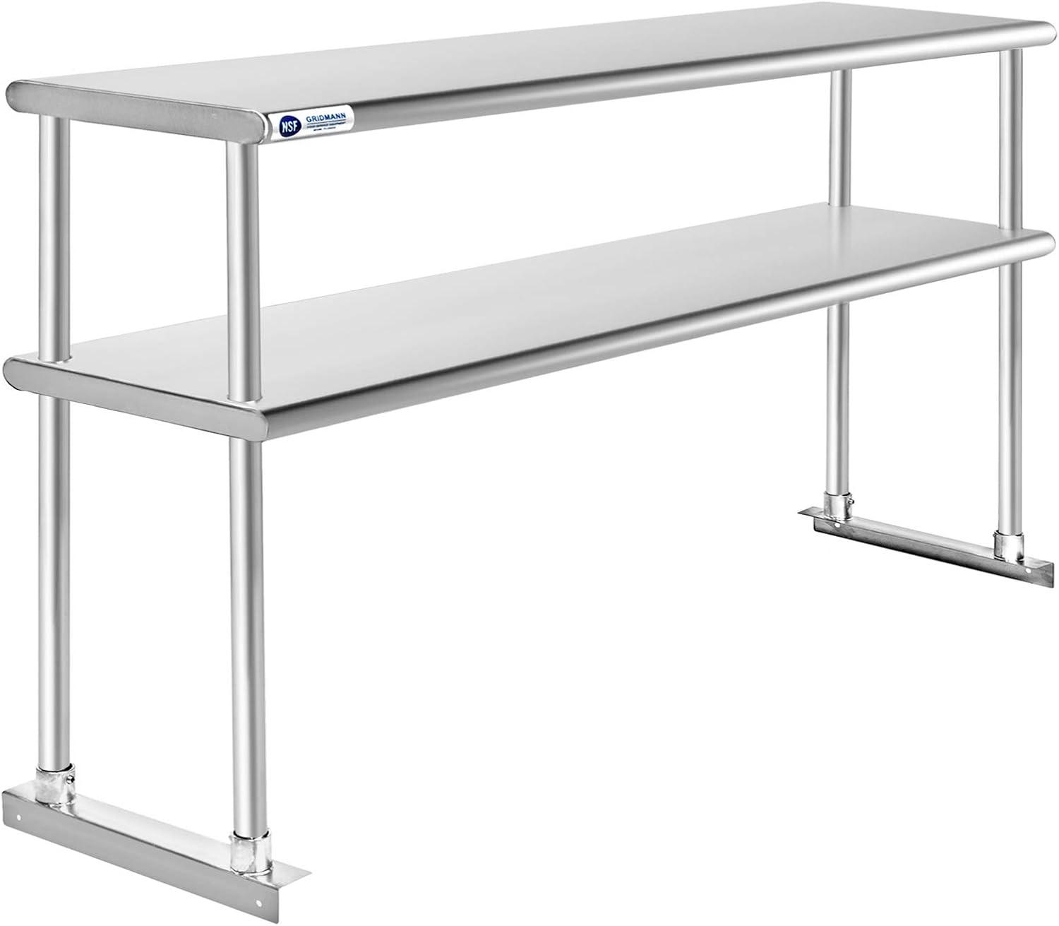 12" D x 31.25" H Stainless Steel 2-Tier Overshelf for Stainless Steel Prep Tables