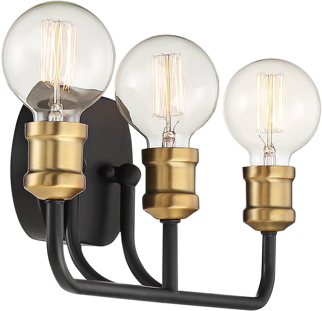 Aras Sleek Industrial Wall Light Black Brass 20" 3-Light Fixture