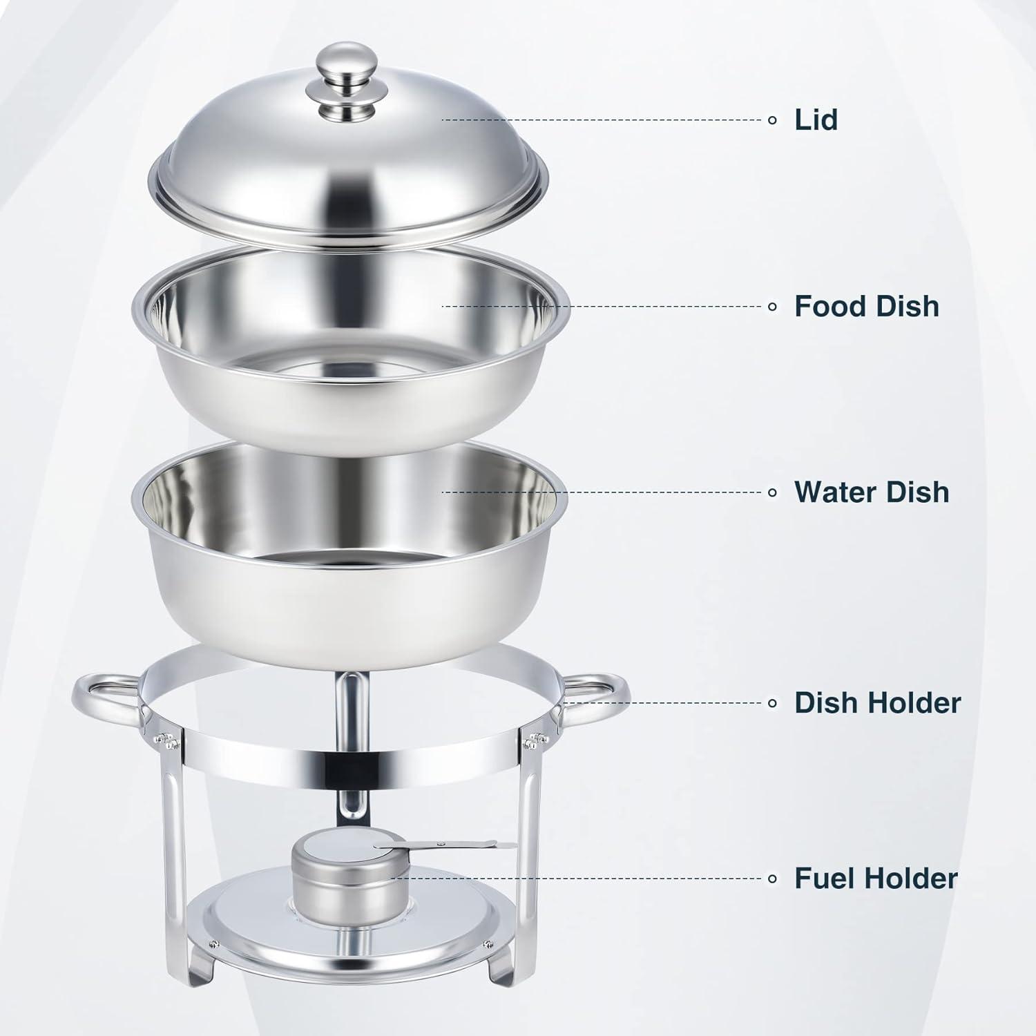 The Party Aisle™ Stainless Steel 5 Quarts Round Chafing Dish (Set of 2)