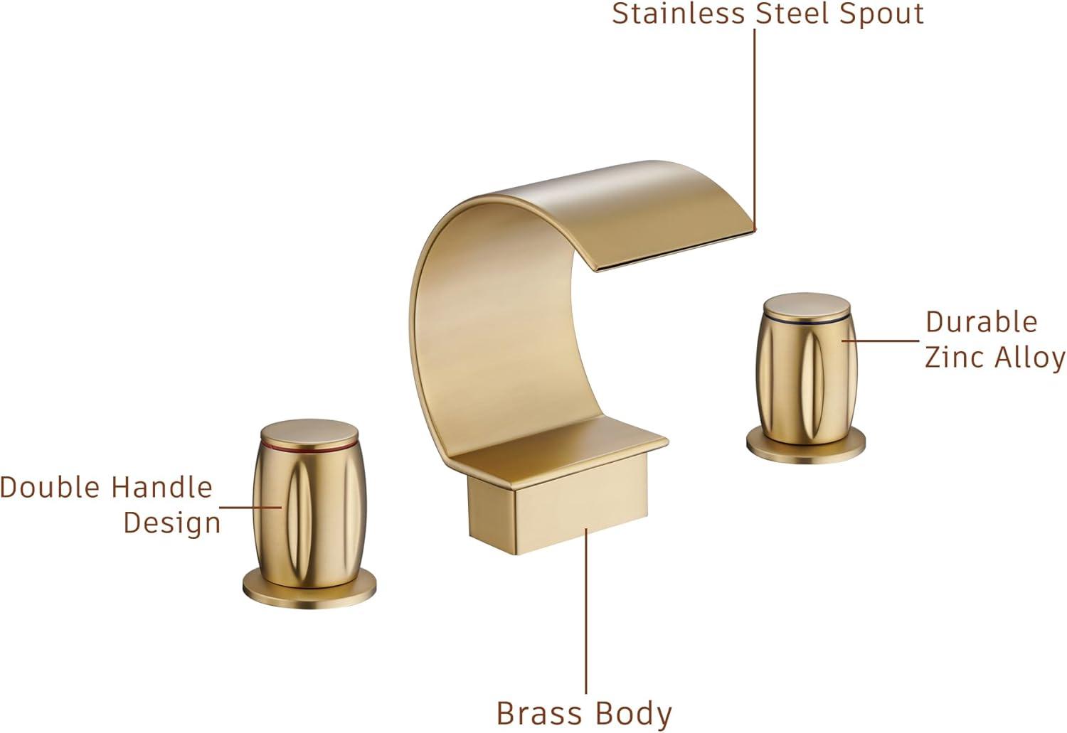 Brushed Gold Stainless Steel Waterfall Bathroom Faucet with Pop-Up Drain