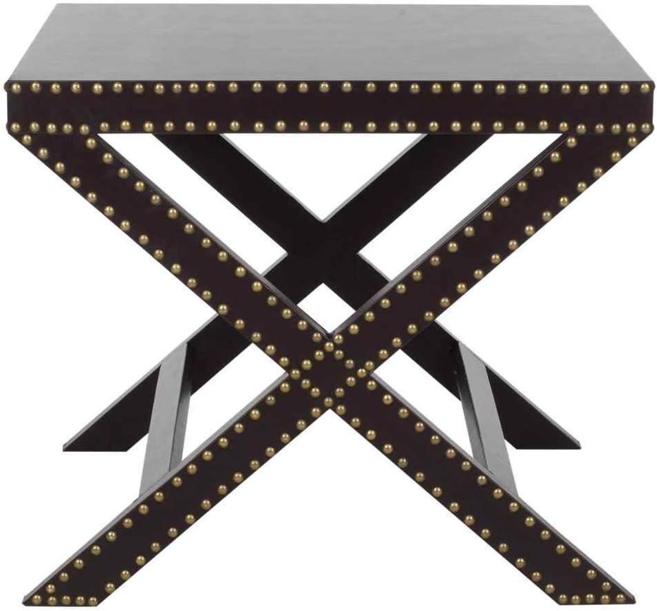 Transitional Jeanine Charcoal Grey Wood and Metal Rectangular End Table