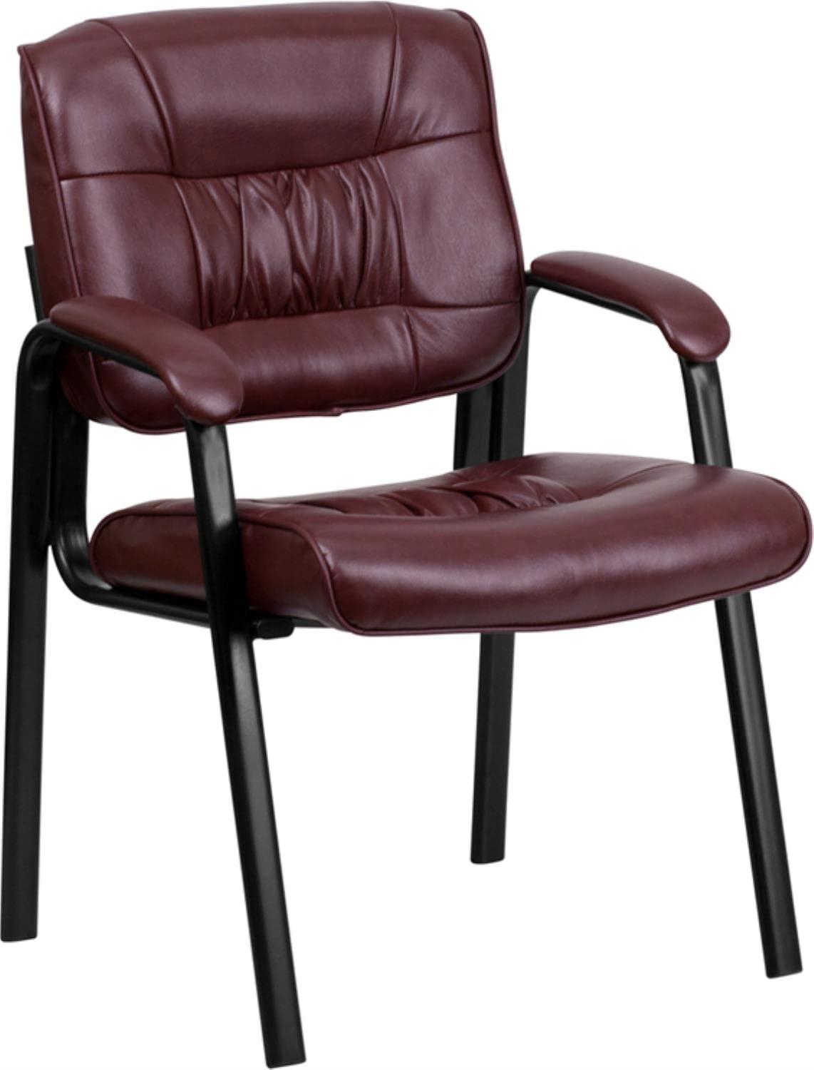 Flash Furniture Haeger LeatherSoft Tufted Executive Reception Chair with Padded Armrests, Burgundy