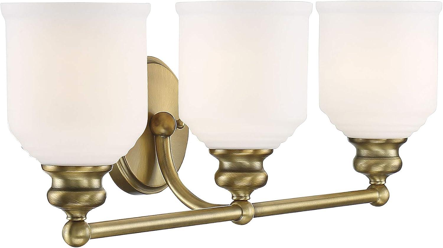 Warm Brass 3-Light Dimmable Bathroom Vanity Fixture