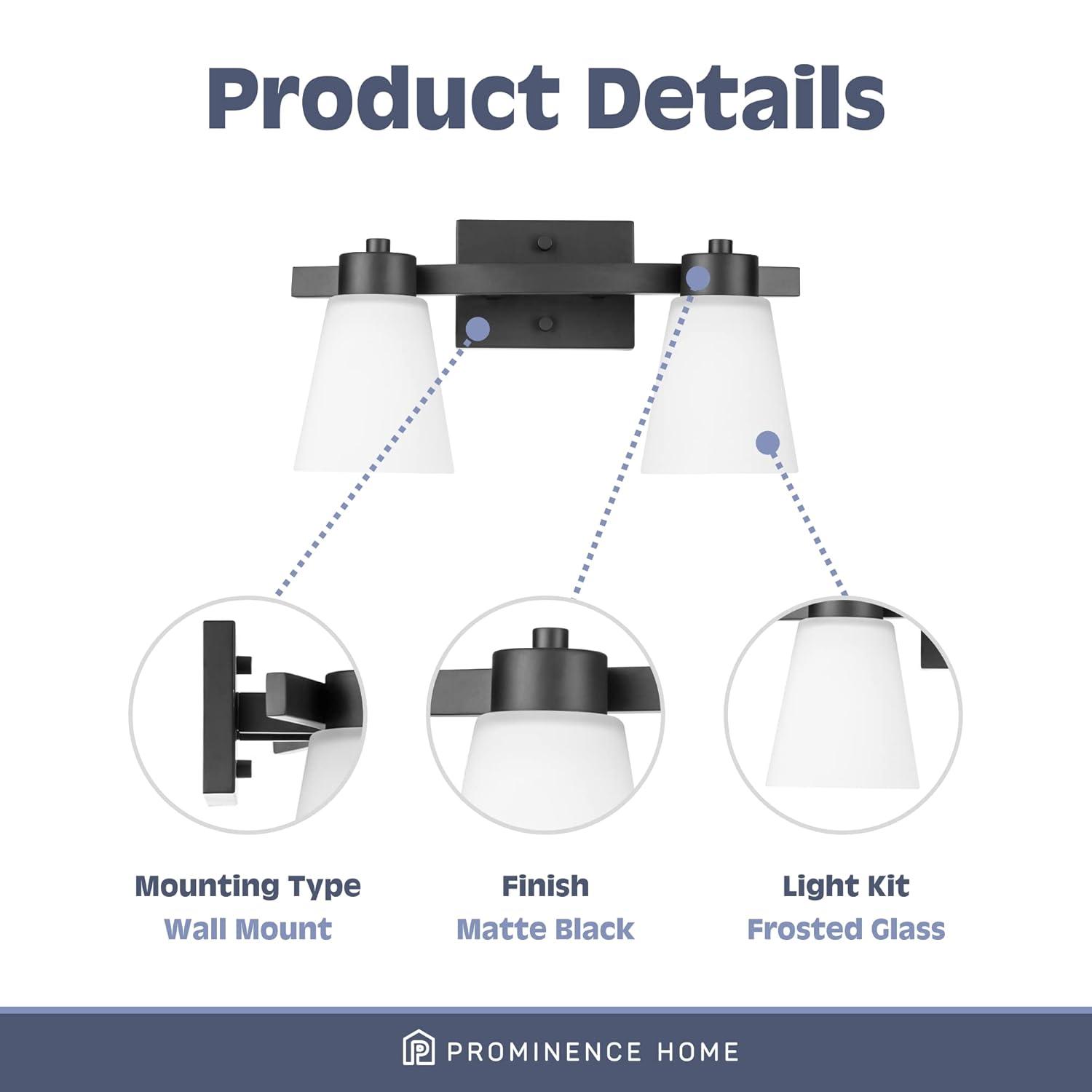 Prominence Home Fairendale 4-Light Matte Black Bathroom Vanity Light with Frosted Glass Shade