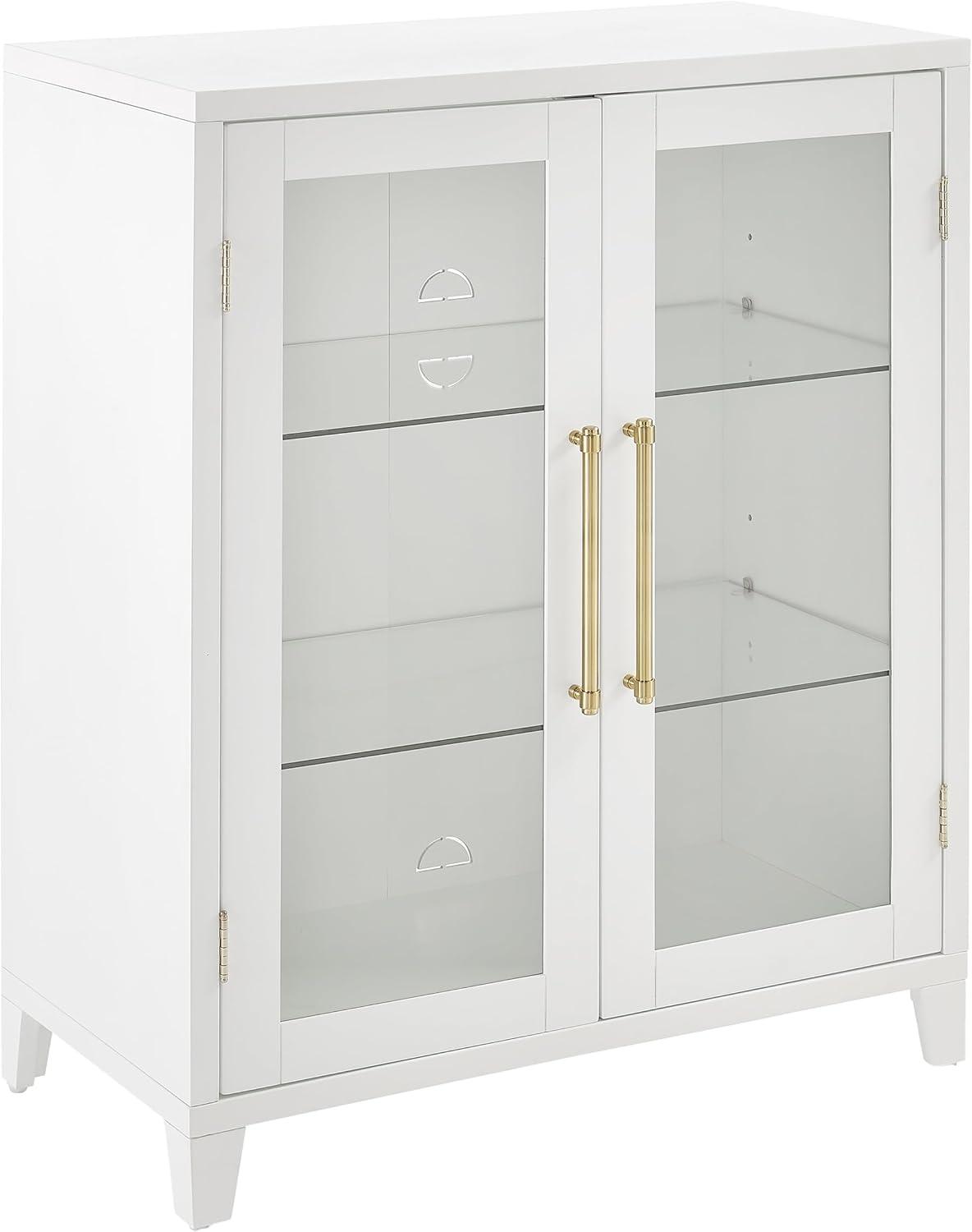 Crosley 36" Roarke Stackable Glass Door Kitchen Pantry Storage Cabinet White