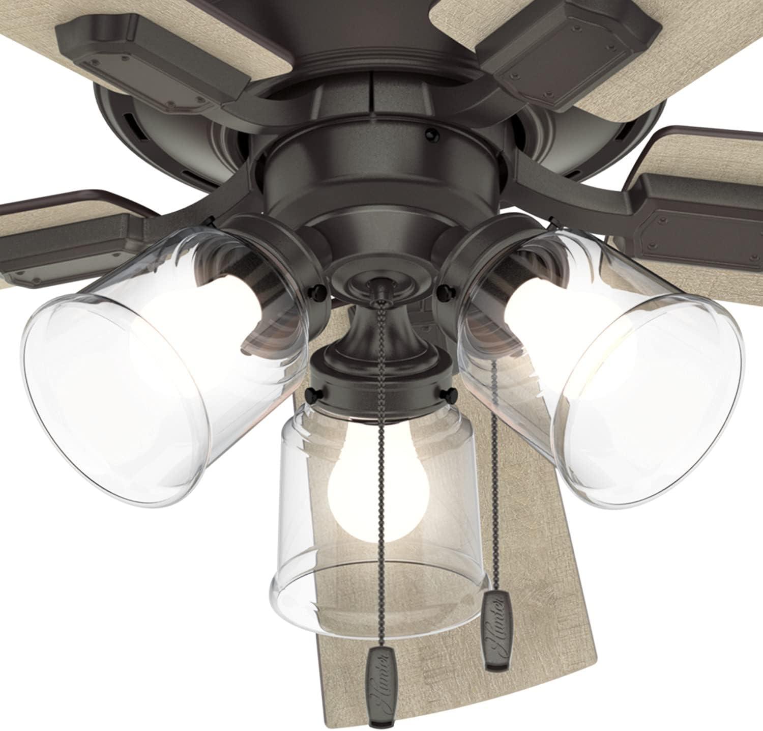 52" Crestfield 5 - Blade Modern Farmhouse Indoor Ceiling Fan with Light and Pull Chains