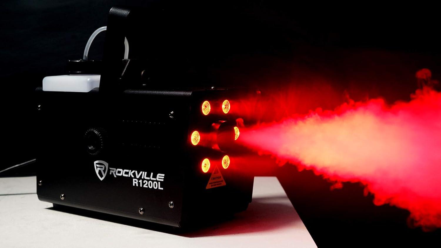 Rockville R1200L Fog/Smoke Machine w LED Lights/Strobe, 7 Channel DMX+2 Remotes