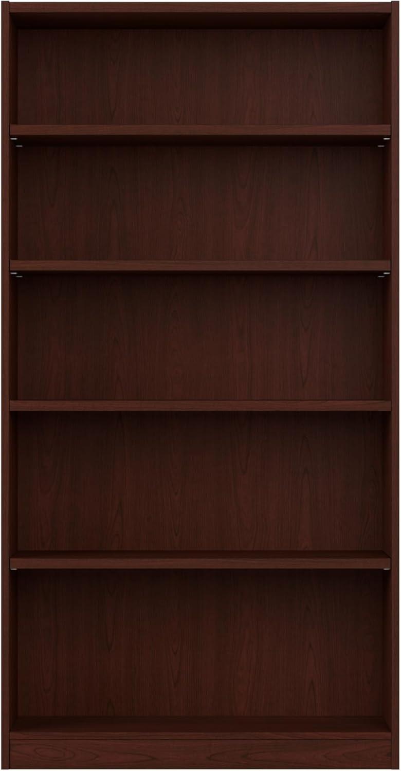 Traditional Adjustable 5-Shelf Cherry Wood Bookcase