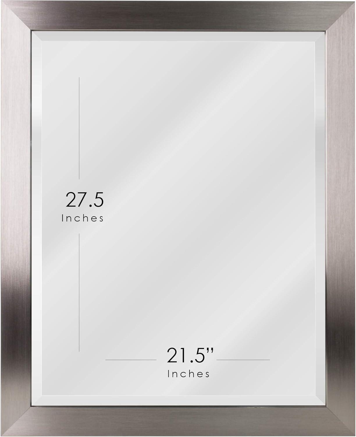 Brushed Nickel Polystyrene 26" x 32" Rectangular Beveled Wall Mirror