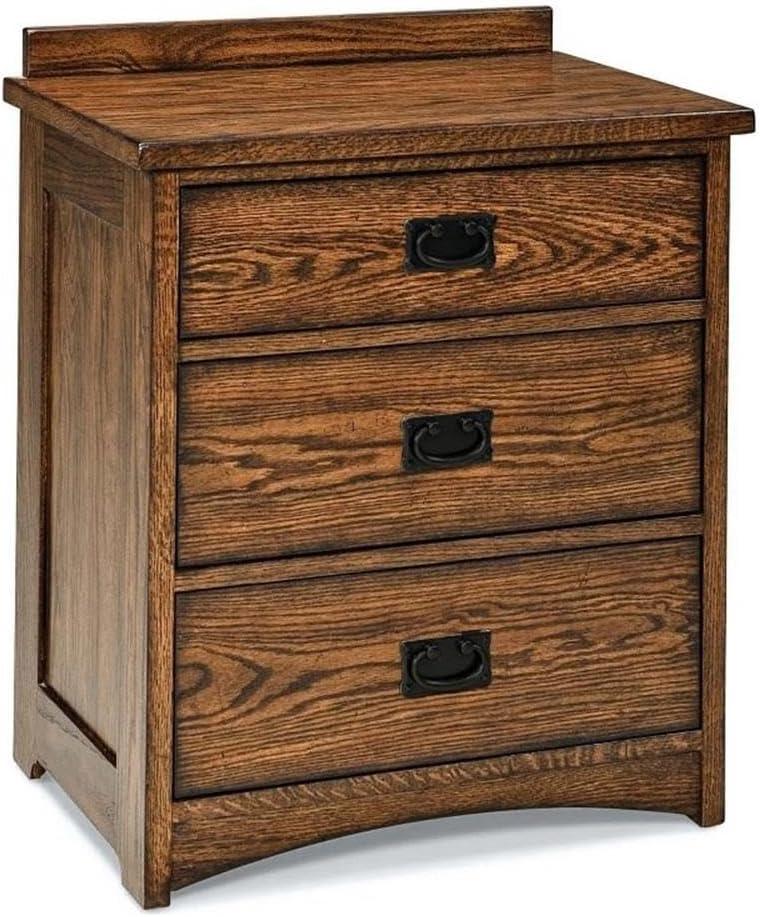 Mission Finish Oak 3-Drawer Nightstand with Charging Station