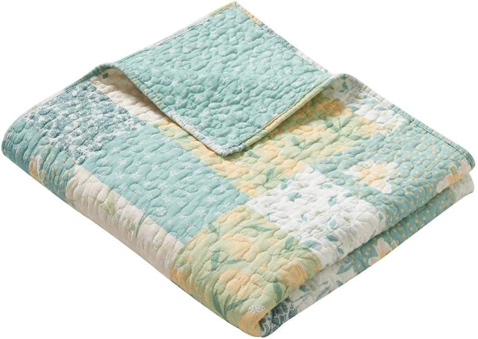 Greenland Home Fashions Evangeline Luxurious Ultra Soft Cotton Throw Blanket Mist 50" x 60"