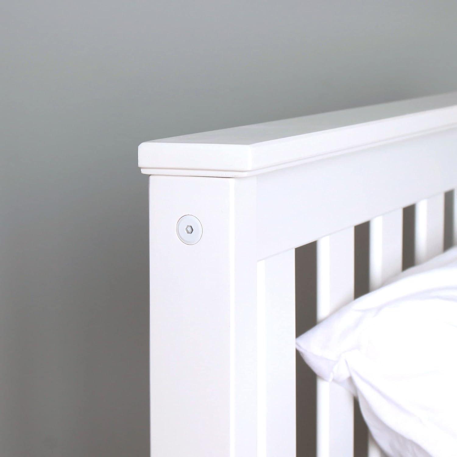 Max & Lily Twin Bed Frame with Headboard, Solid Wood Platform Bed for Kids, White