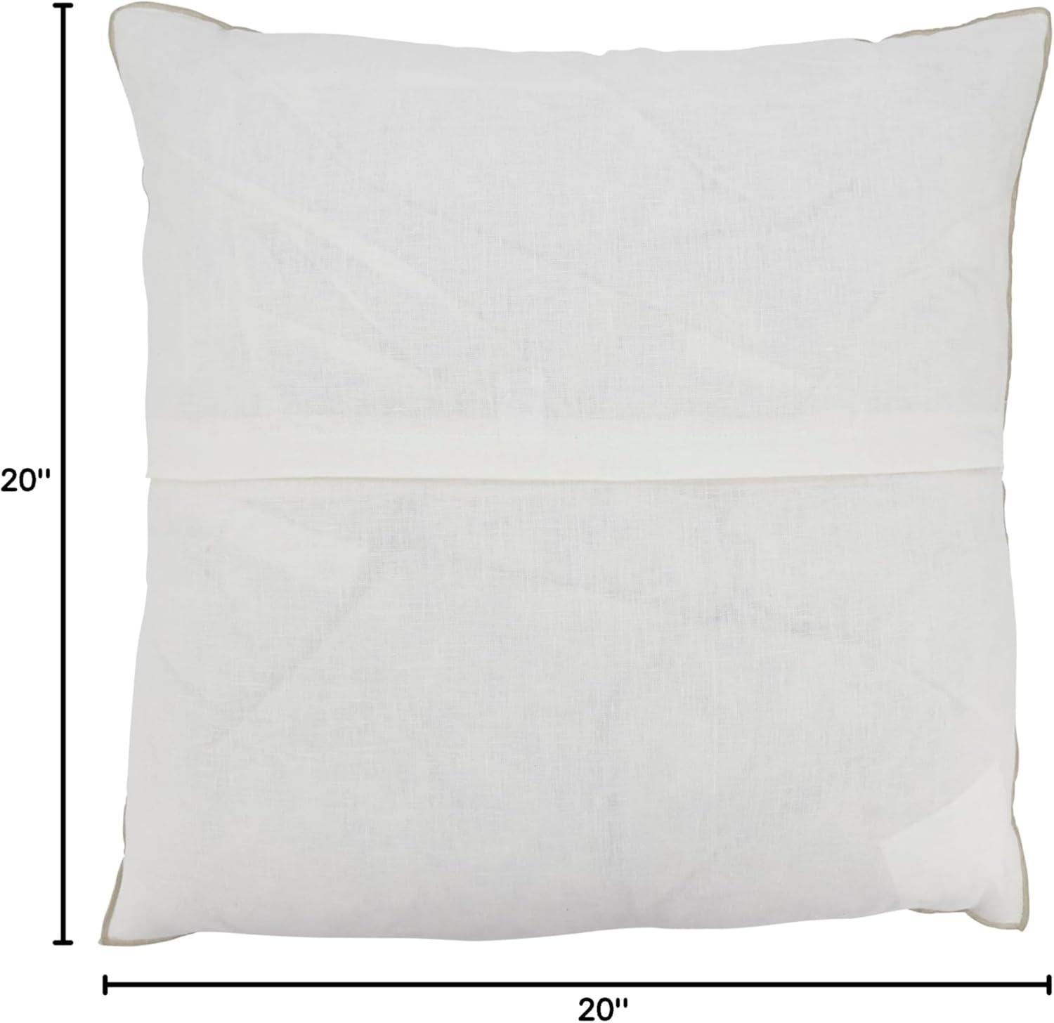Saro Lifestyle Stonewashed Stitched Edge Throw Pillow Cover, Ivory , 20"x20"