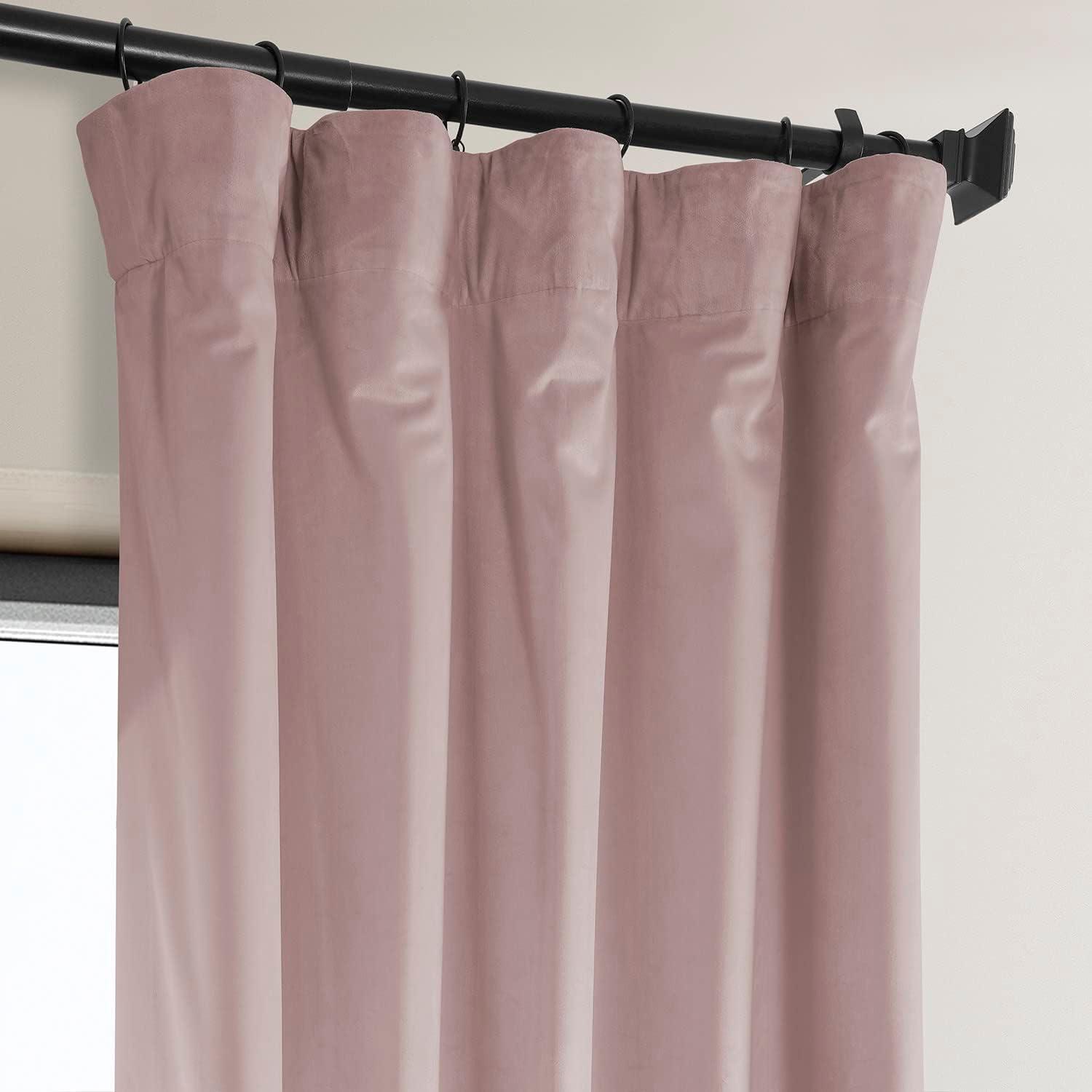 Ballet Pink Velvet Room-Darkening Curtain Panel, 84"