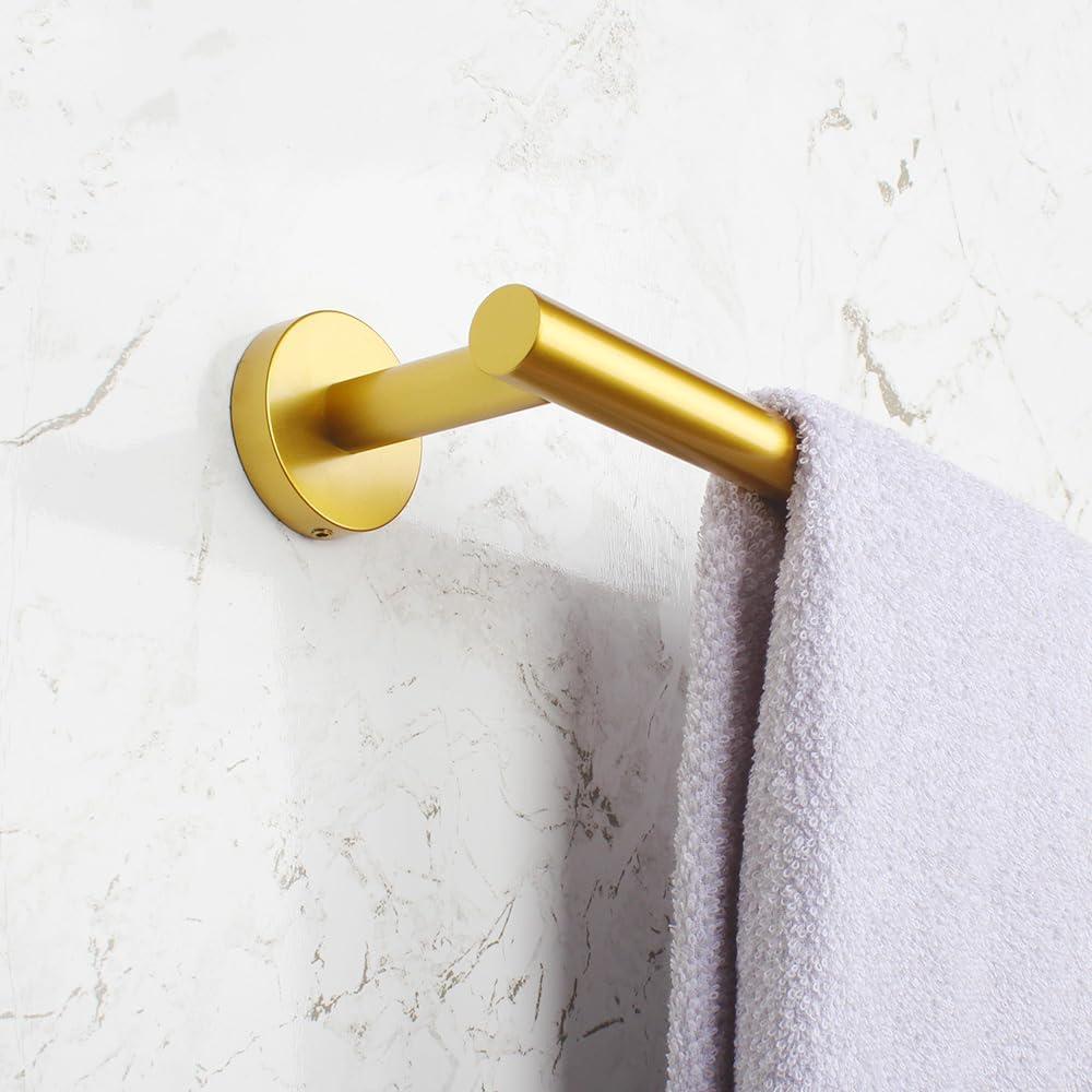 24-Inch Brushed Gold Stainless Steel Wall Mounted Double Towel Bar